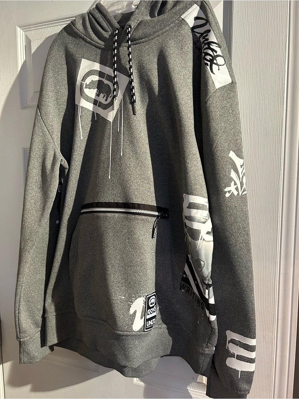 Ecko Unlimited Gray Graphic Pullover Hoodie